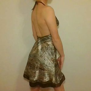 Low Back Paisley Halter Dress